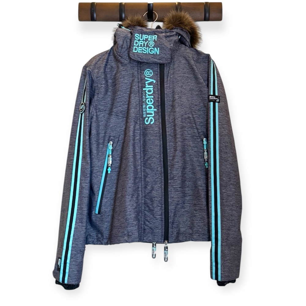 Superdry Gray Jacket with Blue Accents